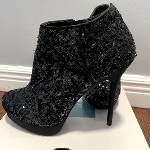 Black Sequin Bootie